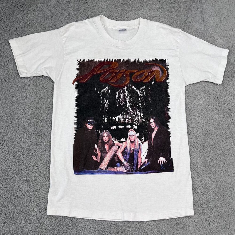 VTG Poison Native Tongue 1993 White Tour T-Shirt Size Large